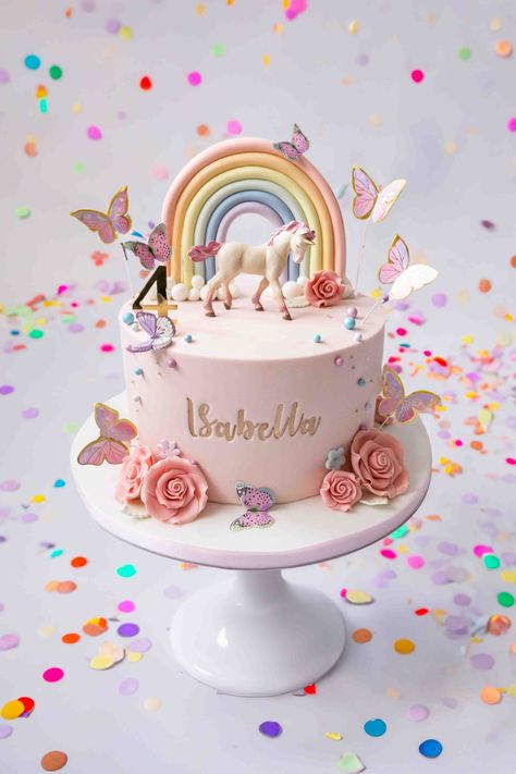 Childrens’ Cakes - The Little Cake Box Butterfly And Unicorn Cake, Fairy Unicorn Cake, Cake Dessert Table, Fairy Cake, Cupcake Flavors, Fairy Party, Butterfly Cakes, Bday Cake, Cake Box