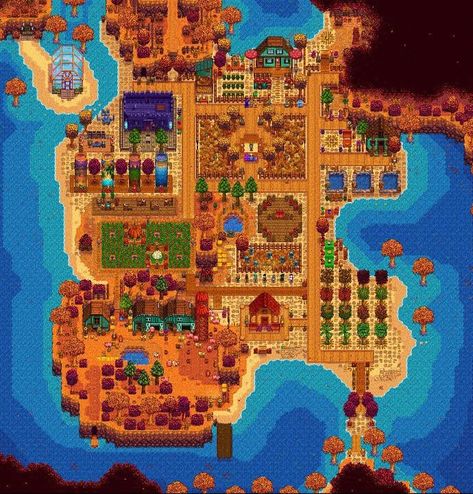 Beach Farm Layout, Beach Farm, Stardew Farms, Fancy Farm, Stardew Valley Layout, Stardew Valley Tips, Stardew Valley Farms, Star Valley, Stardew Valley Fanart