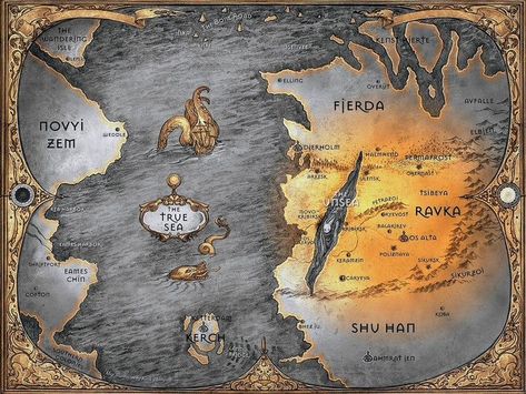 Grishaverse Map, The Grishaverse, Abigail Larson, Fantasy Book Series, Shadow And Bone, Collage Book, The Grisha Trilogy, Leigh Bardugo, Art Curriculum