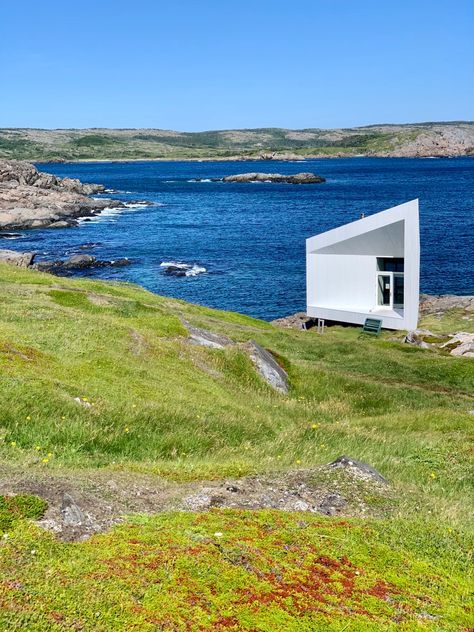 Hiking the trails of the Fogo Island Arts' Studios Fogo Island Inn, Fogo Island, Good Shepard, Bright Decor, Wooden Stairs, Travel Writing, Island Art, Structure Architecture, Blue Backdrops