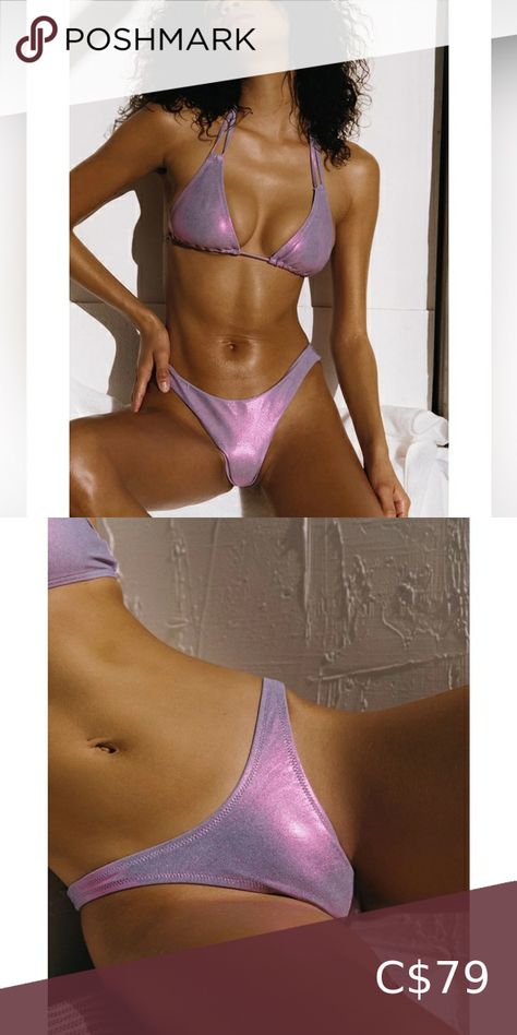 Koana Swim purple metallic bikini set - never worn Koana Swim, Purple Metallic, Triangl Swimwear, Small Tops, Swimming, Packaging, Purple, Fashion Tips, Clothes Design