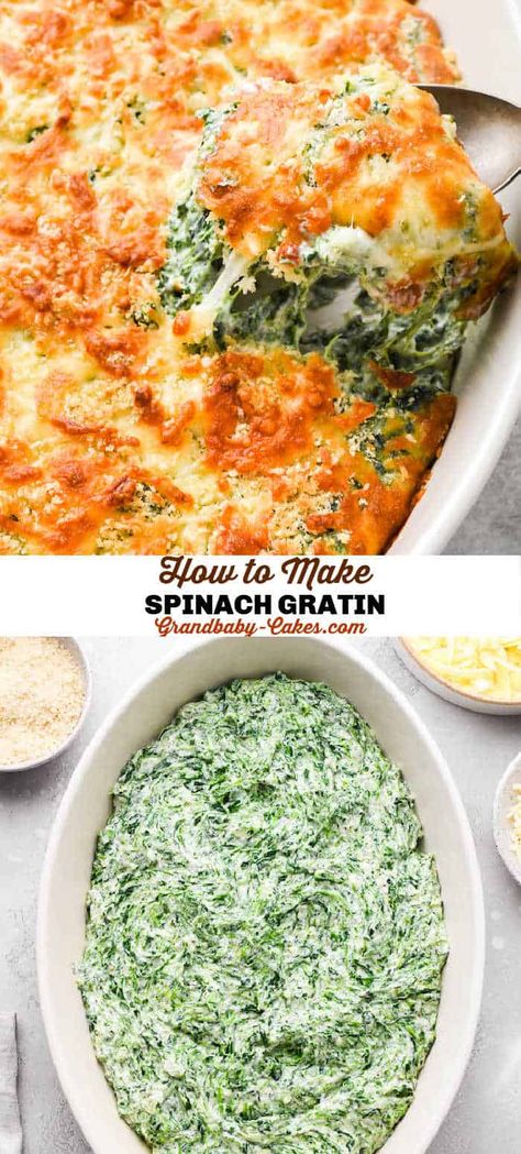 Best Green Vegetable Side Dish, Spinach Potato Casserole, Recipes Using Frozen Chopped Spinach, Easy Spinach Casserole, Spinach Au Gratin Recipes, Cheesy Spinach Casserole, Ways To Use Up Spinach, Baked Spinach Casserole, Fresh Spinach Casserole Recipes