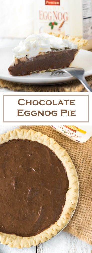 Chocolate Eggnog Pie Recipe Eggnog Pie Recipe, Chocolate Eggnog, Eggnog Pie, Butterscotch Pie, Chocolate Pie Recipes, Diy Easy Recipes, Eggnog Recipe, Drop Weight, Christmas Dessert