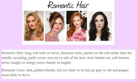 Romantic Body Type Hairstyles, Romantic With Ingenue Essence, Kibbe Romantic Makeup, Pure Romantic Kibbe Style, Kibbe Romantic Hair, Romantic Body Type, Romantic Clothing Style, Kibbe Style, Romantic Kibbe