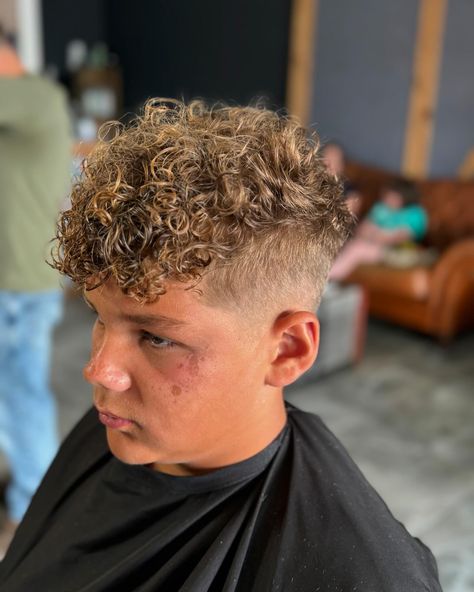 A re perm done again in the shop @scoundrelsandscallywags_barber curly boys perm done with slight tighter rods this time to hold the perm in for longer ! If your looking for a perm dm me and we will get you booked in #curly #perm #boysperm Curly Perm Men, Perms Men, Boys Permed Hair Short, Light Perm Men, Boy Permed Hair, Boys Perm, Perm Men, Men Perm, Waved Hair