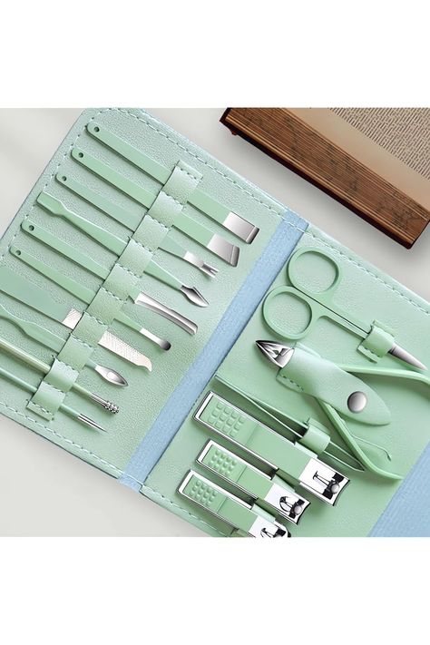 NEMIBAD 16 Pcs Manicure Set Stainless Steel Nail Clippers, Beauty Tool Portable Set Professional Grooming Kits Nail clippers Tools, Portable Travel Pack for men and women Set Prof, Manicure Kit Tools, Nails Vintage, Steel Nail, Nail Clippers Set, Travel Pack, Beauty Tool, Manicure Set, Grooming Kit