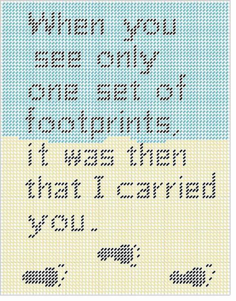 Christian needlepoint | footprints in the sand Christian Cross Stitch Patterns, Plastic Canvas Letters, Footprints In The Sand, Christian Cross Stitch, Plastic Canvas Books, Plastic Canvas Coasters, Plastic Canvas Stitches, Plastic Canvas Tissue Boxes, Canvas Wall Hanging