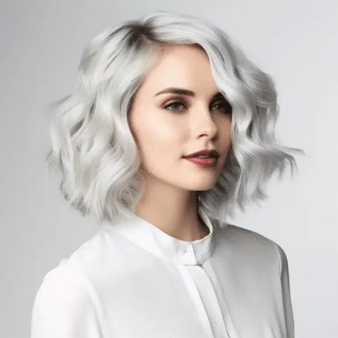 Platinum Lob, Get Your Curls Back, Wavy Bob Haircut, Loose Curls Hairstyles, Curly Cut, Medium Length Bobs, Bob Haircut Ideas, Short Wavy Bob, Wavy Bob Haircuts