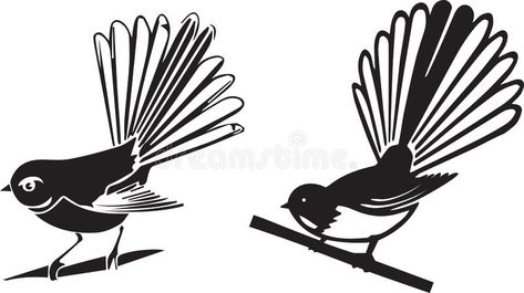 Fantail New Zealand Native Bird Stock Vector - Illustration of silhouette, native: 142453905 New Zealand Tattoo Ideas, New Zealand Illustration, Koru Tattoo, Fantail Bird, Jordan Tattoo, Recycled Magazine Crafts, New Zealand Tattoo, Nz Birds, Bird Silhouettes