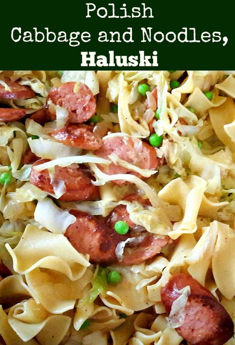 Polish Cabbage and Noodles, Haluski Haluski Recipe, Polish Cabbage, Cabbage And Noodles, Cabbage And Sausage, Hearty Meal, Cabbage Recipes, Sausage Recipes, Hearty Meals, Main Meals