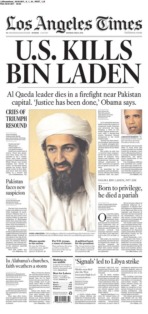 newspaper Osama Bin, Newspaper Front Pages, Newspaper Headlines, Historical Newspaper, Bin Laden, Headline News, Historical Moments, Old Newspaper, Us History