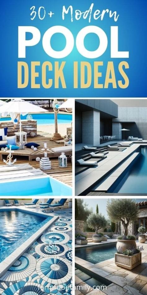 30+ Creative Pool Deck Ideas for an Unforgettable Outdoor Space 67 Inground Pool Deck Ideas, Pool Deck Design Ideas, Pool Decking Ideas, Pool Deck Ideas, Pool Patio Ideas, Pool Deck Decorating Ideas, Painted Pool Deck, Radiant Pools, Concrete Pool