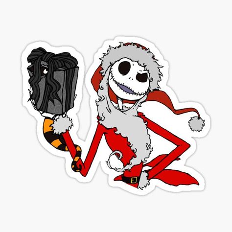 "the nightmare before christmas " Sticker by itsuko | Redbubble Jack Skellington Santa, Christmas Lights Wallpaper, Nightmare Before Christmas Tattoo, Nightmare Before Christmas Decorations, Xmas Sticker, Christmas Tattoo, Adornos Halloween, Disney Sticker, Autumn Stickers