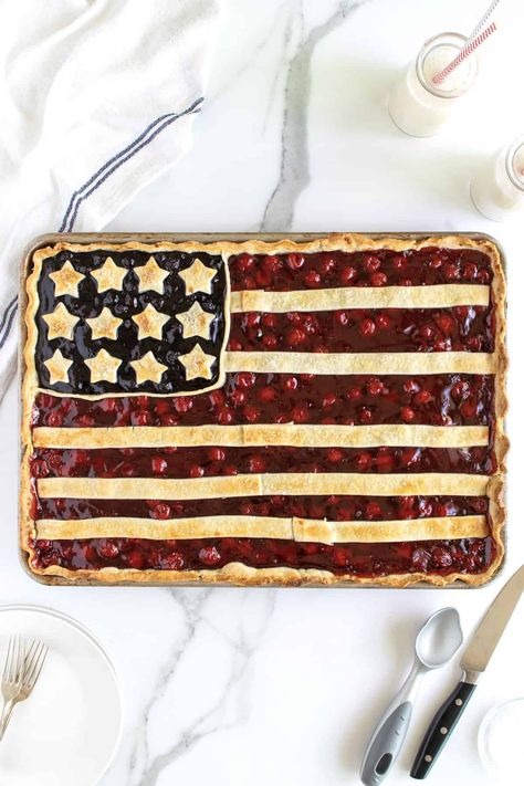 Flag Pie 4th Of July, Fourth Of July Apple Pie, American Flag Pie, Berry Slab Pie 12 Tomatoes, American Flag Fruit Tart, Grilled Cheese Hot Dog, Christmas Crunch, Classic French Toast, Fall Snacks