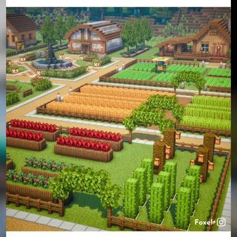 Minecraft Large Farm Ideas, Minecraft Field, Farm In Minecraft, Minecraft Barn, Villa Minecraft, Interior Minecraft, Crop Farming, Inside Garden, Minecraft Farm