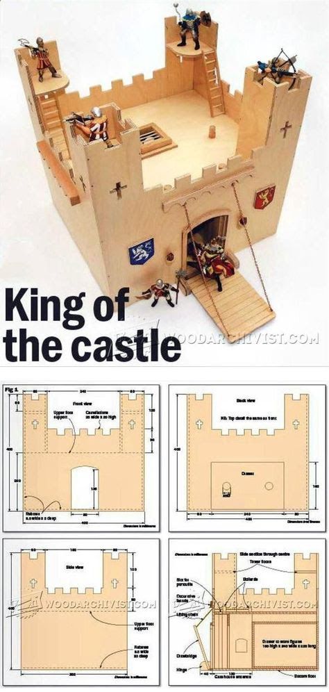 Wooden Toy Plans, Kids Woodworking Projects, Castle Plans, Wooden Castle, Tas Mini, Wood Projects For Kids, Wooden Toys Plans, Woodworking Projects For Kids, Woodworking Toys