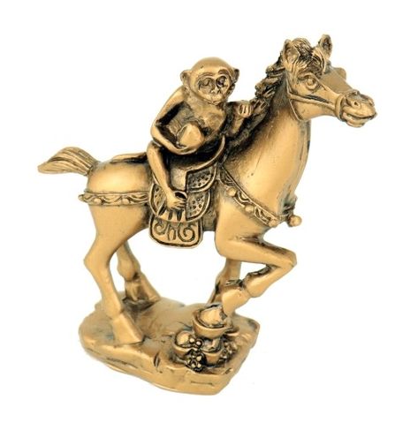 Feng Shui Monkey on Horse Statue Career Promotion, Feng Shui Elephant, Gold Metal Table, Horse Statue, Elephant Sculpture, Globe Decor, Bottle Wall, Elephant Figurines, Wall Vase