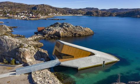 Wave reviews: Under – Norway's new underwater restaurant | Travel | The Guardian Best Places To Propose, Underwater Restaurant, Artificial Reef, Beneath The Sea, Restaurant Seating, New York Museums, Rocky Shore, Course Meal, North Sea