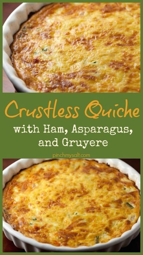 High Protein Quiche, Ham And Asparagus Quiche, Healthy Crustless Quiche, Protein Quiche, Asparagus And Cheese, Recipe With Ham, Ham And Asparagus, Asparagus Quiche Recipes, Ham Asparagus