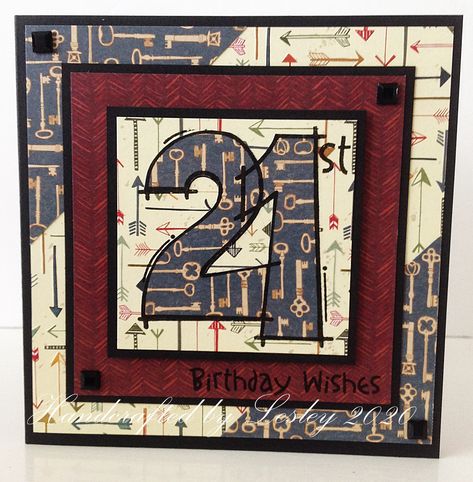 21 Birthday Cards For Men, 21st Birthday Cards For Guys, 26th Birthday, 21st Birthday Cards, Happy 21st Birthday, Birthday Stamps, Birthday Scrapbook, Bday Cards, Masculine Birthday Cards