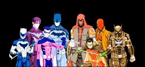 #Batfamily #Lark #Nightwing #Redrobin #Batman #Azrael #Robin #Redhood #Batwing Dc Computer Wallpaper, Alternative Art, Superhero Characters, Red Hood, Batman Family, Bat Family, Nightwing, Laptop Wallpaper, Computer Wallpaper