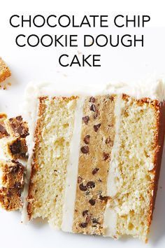 Chocolate Chip Cookie Dough Cake Filling, Cookie Dough Cake Filling, Cookie Dough Cake Recipe, Cookie Dough Birthday Cake, Chocolate Chip Cookie Dough Cake Recipe, Cake With Cookie Dough, Chocolate Chip Cookie Dough Cake, Cake Recipe For Decorating, Cookie Dough Cake