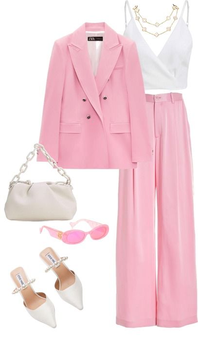 business manager outfit Outfit | ShopLook Female Entrepreneur Outfits, Business Outfits Colorful, Pink Lawyer Outfit, Business Manager Outfit, Pink Lawyer, Pink And Beige Outfit, Pink Suit Outfit, Manager Outfit, Woods Outfit