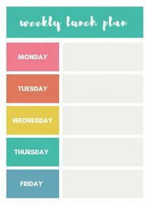 colourful school lunch meal planner page School Lunch Planner, Lunch Meal Plan, Lunch Rotation, Lunch Planner, Meal Rotation, First Term, Lunch Planning, Simple Lunch, Taco Salads