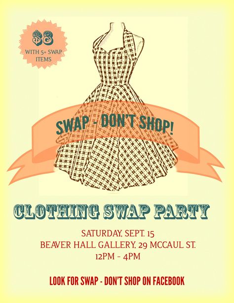 Swap Don't Shop!: September Swap Clothing Swap Party, Clothes Swap Party, Clothing Exchange, Swap Party, Swap Shop, Clothes Swap, Par Tee, Secondhand Style, Clothing Swap