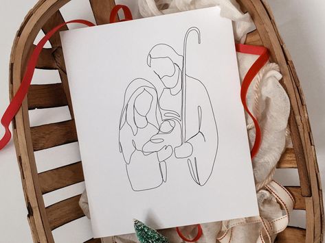 DIGITAL Nativity line drawing minimal Christmas wall art | Etsy Drawing Minimal, Nativity Painting, Minimal Christmas, Continuous Line Drawing, Custom Family Portrait, Christmas Drawing, Christmas Wall Art, Christmas Wall, Christmas Embroidery