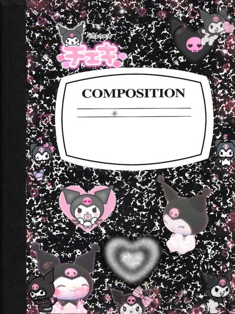 Kuromi Planner Template, Kuromi Notebook Cover, Kuromi Notebook Label, Hello Kitty Notebook Cover, Sanrio Notebook Cover, Note Book Cover Ideas Aesthetic, Grad Letters, Kuromi Notebook, Goodnotes Cover