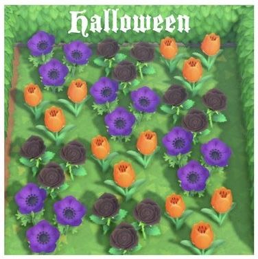 Acnh halloween Acnh Fall Flowers, Acnh Halloween Flowers, Spookycore Acnh, Halloween Acnh Island, Halloween Acnh Ideas, Acnh Halloween Builds, Acnh Halloween Ideas, Animal Crossing Island Inspiration Spooky, Fallcore Acnh