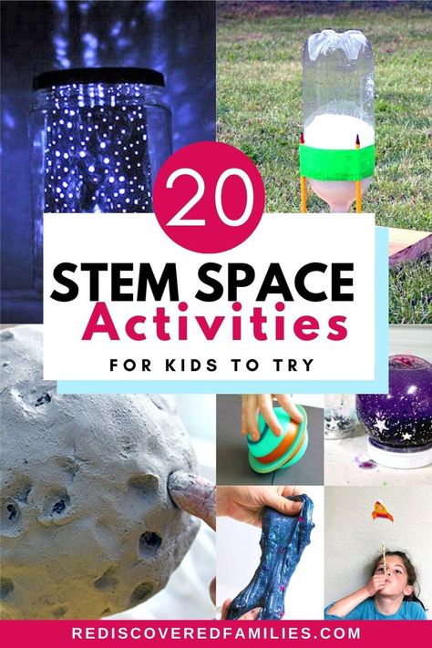 Ready to explore the stars? We’ve got the top 20 STEM space activities for kids. Learn about constellations, planets, rockets, astronauts, moon craters, nebulae, shooting stars and more. All activities are easy to set up and use things you have on hand. Perfect for a space camp, birthday party or just for fun. Click through to explore the wonders of the universe with us Stem Space Activities, Kids Engineering Projects, Camp Birthday Party, Moon Craters, Planets Activities, Camp Birthday, Space Activities For Kids, Planet Crafts, Science Kids