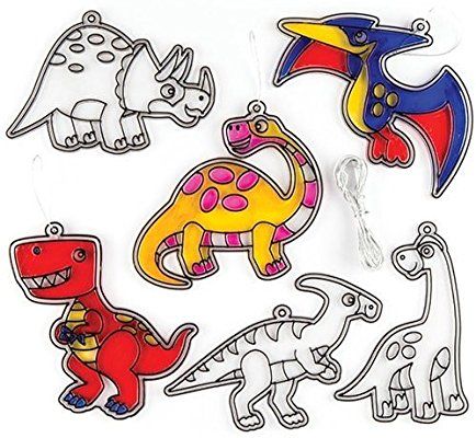 Dinosaur Suncatcher Decorations (Pack of 8): Amazon.co.uk: Welcome Dinosaur Stencil, Sand Art Bottles, Suncatcher Craft, Glass Painting Designs, Dinosaur Crafts, Scratch Art, Dinosaur Coloring, Dinosaur Plush, Crafts For Boys