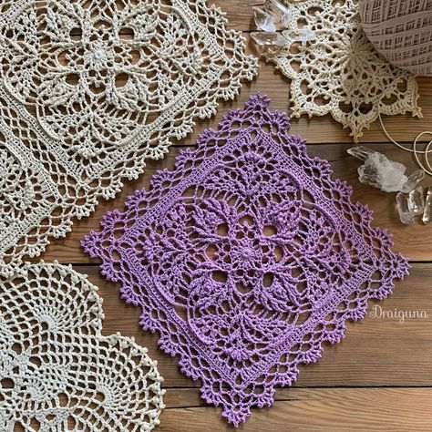 Sylvanweave Square Crochet Pattern PDF Digital Download - Etsy Australia Lacey Granny Square, Sylvanweave Square, Diamond Lace Stitch, Square Crochet Pattern, Crocheted Doilies, Doily Pattern, Square Crochet, Diy Crafts Hacks, Doily Patterns