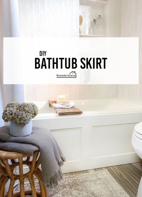 Bathtub Skirt Diy, Tub Skirt Ideas Diy, Tub Skirt Ideas, Diy Tub Skirt, Bathtub Skirt, Tub Skirt, Tub Surround Ideas, Bathtub Makeover, Bathtub Cover