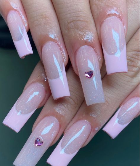 Her Nails, Bling Acrylic Nails, Pink Acrylic Nails, Square Acrylic Nails, Dream Nails, Fire Nails, Funky Nails, Pretty Acrylic Nails, Dope Nails