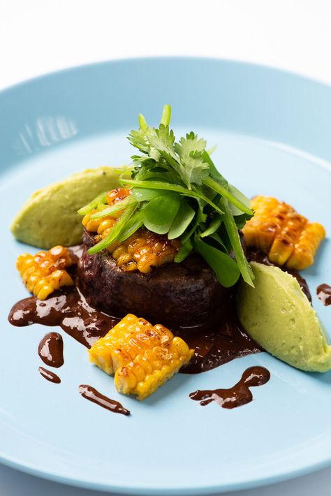 a South American inspired bbq recipe with dark beer and chocolate mole, corn and avocado Mexican Mole Sauce, Mexican Mole, Mole Recipe, Corn Avocado, South American Recipes, Michelin Star Food, Mole Sauce, Turmeric Health, Main Course Dishes