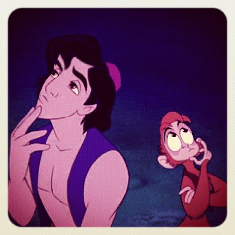 Deep Thought Aladdin And Abu, Aladdin Aesthetic 2019, Aladdin Scenes, Abu Aladdin, Speechless Aladdin, Aladdin Movie Scenes, Aladdin Poster 1992, Disney Animated Movies, Disney Wall