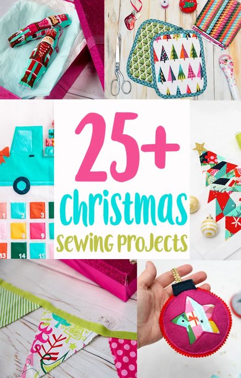 Sew It! 25+ Christmas Sewing Projects - Coral + Co. Syprosjekter For Nybegynnere, Diy Christmas Tree Skirt, Sewing Christmas Gifts, Mini Christmas Stockings, Christmas Tree Quilt, Christmas Sewing Projects, Christmas Stockings Diy, Holiday Sewing, Quilted Christmas Ornaments