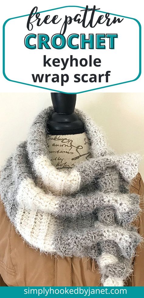 Crochet Keyhole Scarf Pattern, Easy Scarf Crochet Pattern, Easy Scarf Crochet, One Skein Crochet Scarf, Crochet Keyhole Scarf, Keyhole Scarf Pattern, Easy Crochet Triangle, Crochet Scarf Pattern Free Easy, Winter Scarf Pattern