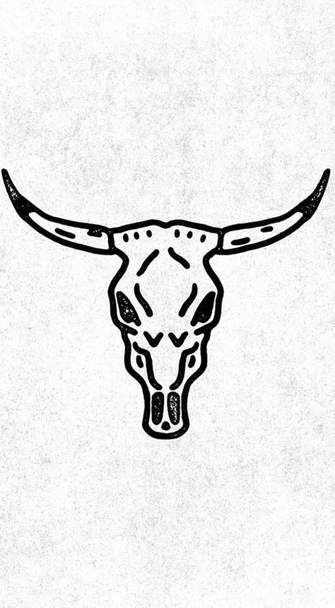 Men’s Western Tattoo Ideas, Simple Longhorn Drawing, Texas Longhorn Drawing, Long Horn Drawing, Longhorn Drawing, Texas Longhorn Tattoo, Impulsive Tattoos, Country Tattoos For Guys, Longhorn Skull Drawing