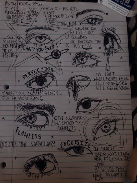 Different Eye Emotions Drawing, Evil Eye Journal Page, Journal Inspo Grunge, Eye Journal Page, Eye Journal, Bullet Journal Cover Ideas, Art Journal Therapy, Journal Covers, Doodle Art