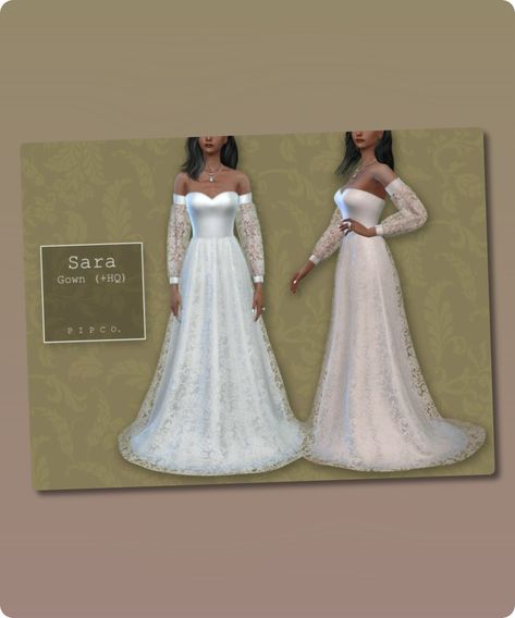 Sims 4 Clothing CC: Bohemian Wedding     Sara Gown Sims 4 Royal Wedding, Sims 4 White Dress, Sims 4 Cc Formal Clothes, Outfit Categories, Sims4 Clothing, Sims 4 Cc Download, Lace Wedding Gown, Dress With Pleats, Family Fashion