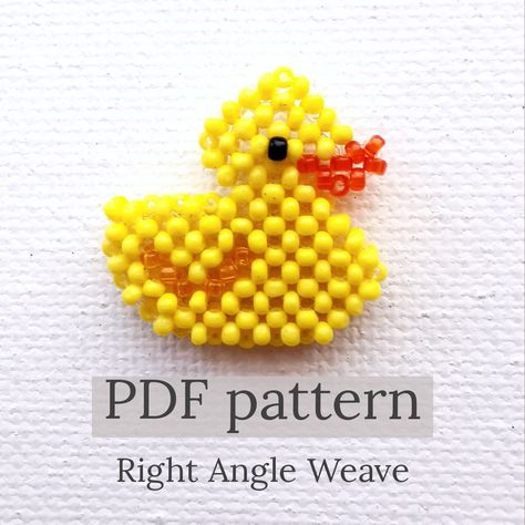 Bead Duck Pattern, Bead Animals Patterns, Beaded Duck, Bead Animals, Pony Bead Crafts, Seed Bead Pattern, Right Angle Weave, Bracelet Craft Diy, Beaded Animals