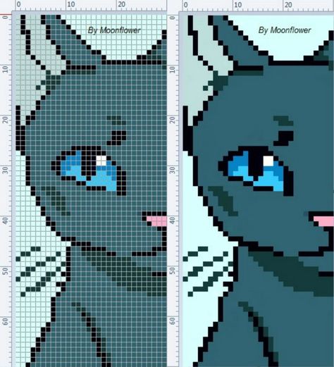 Minecraft Artwork, Warrior Cat Drawings, Tiny Cross Stitch, Warriors Cats, Anime Pixel Art, Cat Cross Stitch, Warrior Cat, Tiny Treasures, Perler Bead Patterns