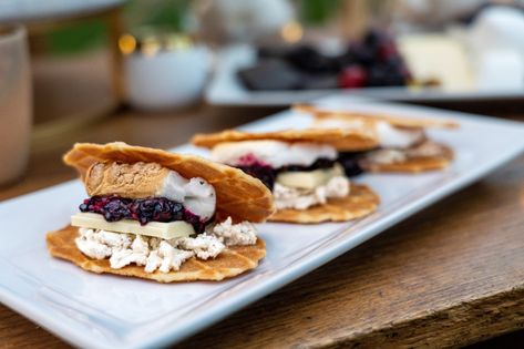 Glamping Recipes, Campfire Dessert, Rib Eye Recipes, Blackberry Compote, Campfire Desserts, Smore Recipes, Boursin Cheese, Waffle Cookies, Salty Treats