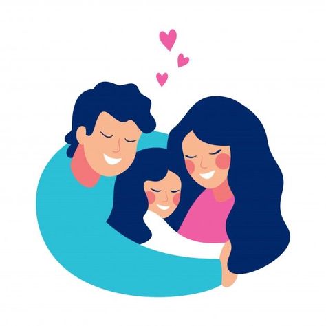 Family Love Illustration, Family Drawing Illustration, Family Vector, Love Parents, Portrait Vintage, Family Drawing, Smiling Man, Family Poster, Family Illustration