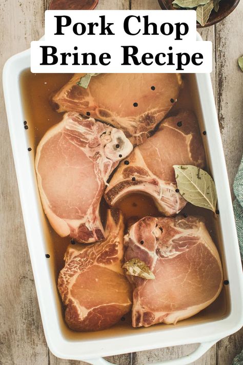 Pork chops in pork chop brine. Quick Brine For Pork Chops, Apple Juice Brine For Pork, Country Style Pork Ribs Brine, Brined Pork Chops Recipes, Pork Brine Recipe Simple, Pork Chop Brine Recipes Simple, How To Brine Pork Chops, Pork Loin Brine Recipes, Brining Pork Chops