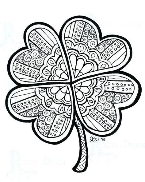 Shamrock Printable, St Patrick's Day Crafts, Coloring Pages For Adults, Doodle Art Designs, Wow Art, Zentangle Patterns, Four Leaf, Coloring Book Pages, Leaf Clover